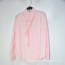 Polyester Woven Plain Dyed Women Blouse With Tie